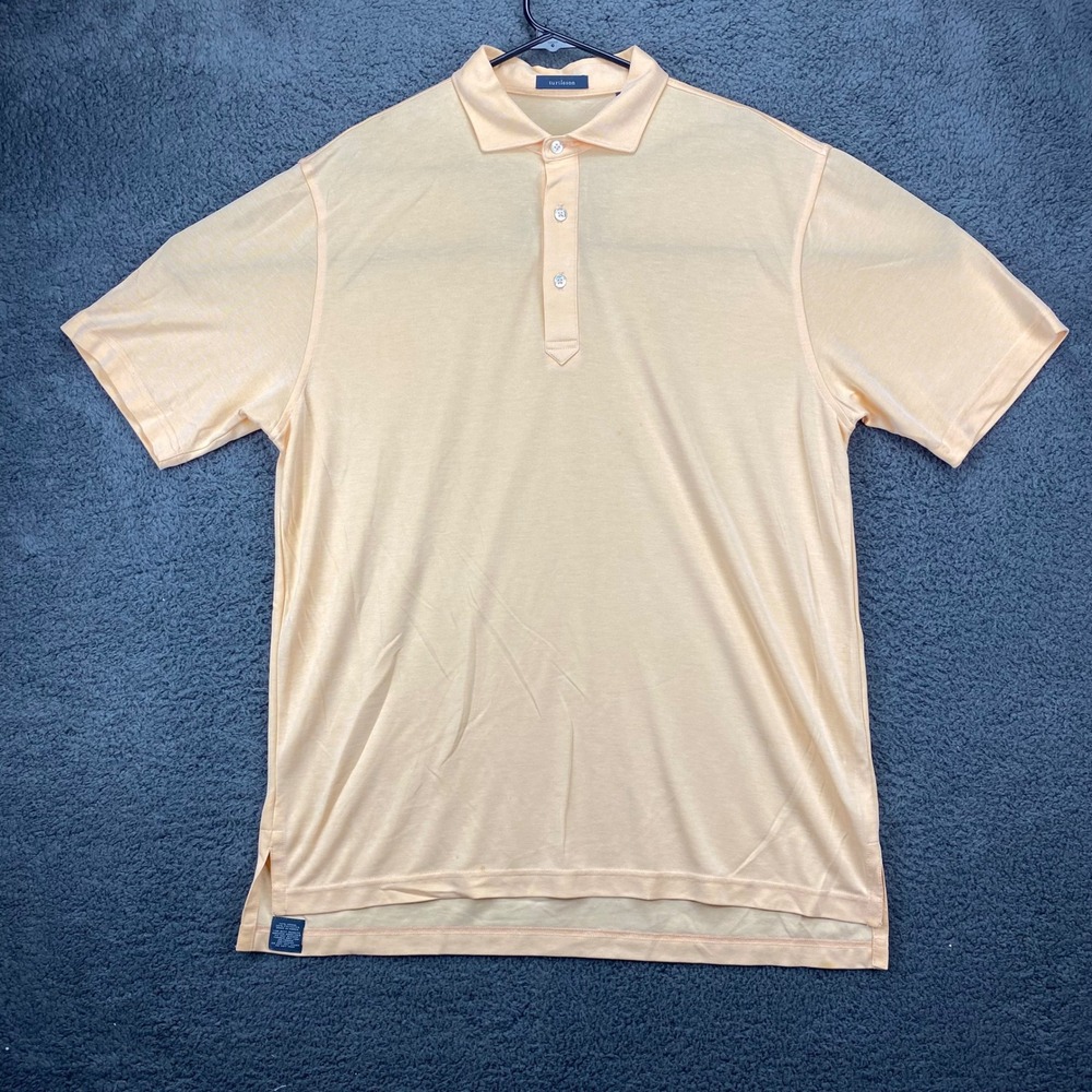 Turtleson Golf Polo Shirt Peach Performance‎ Stretch Casual Mens Size L